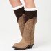 Unisex Winter Leg Warmer Thicken Fleece Liner Knit Knee Pads Warm Diamond Tube Socks Boots Deco