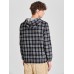 Mens Plaid Half Button Corduroy Preppy Drawstring Hoodies With Pocket