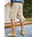 Men Mesh Patchwork Zip Designed Mid Length Belted Overalls Shorts