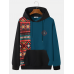 Mens Ethnic Pattern Drawstring Kangaroo Pocket Long Sleeve Hoodies