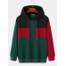 Mens Youthful Color Patchwork Long Sleeve Hooded Sweatshirts