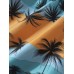 Men Palm Tree Hawaiian Style Drawstring Elastic Waist Shorts