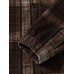 Mens Plaid Corduroy Half Button Preppy Drawstring Hoodies