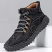 Men Hand Stitching Toe  Protected Soft Sole Comfy Casual Leather Boots