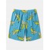 Men Allover Bananas Print Board Beachwear Loose Fit Wide Legged Shorts