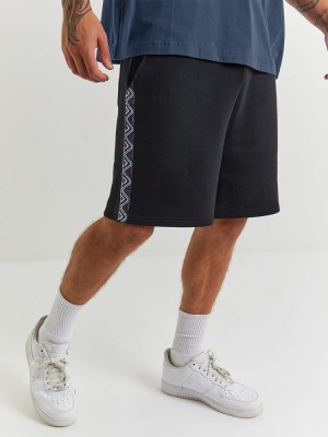 Mens Side Ethnic Ribbon Loose Drawstring Waist Shorts